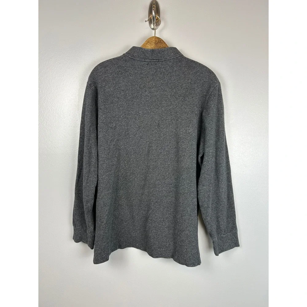 Polo Ralph Lauren XL Custom Fit Gray Long‎ Sleeve Cotton Polo Shirt Pony Preppy